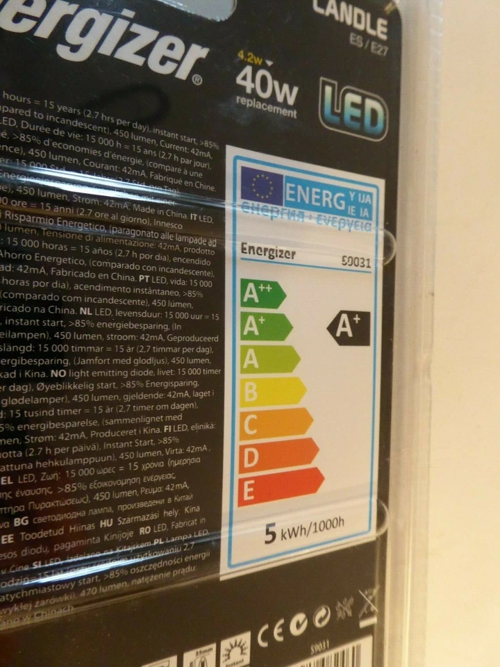 Energizer LED Squirrel Cage Energy Saver Light bulb 4w (40W) 450 Lumen 15yr Life - Image 2 of 2