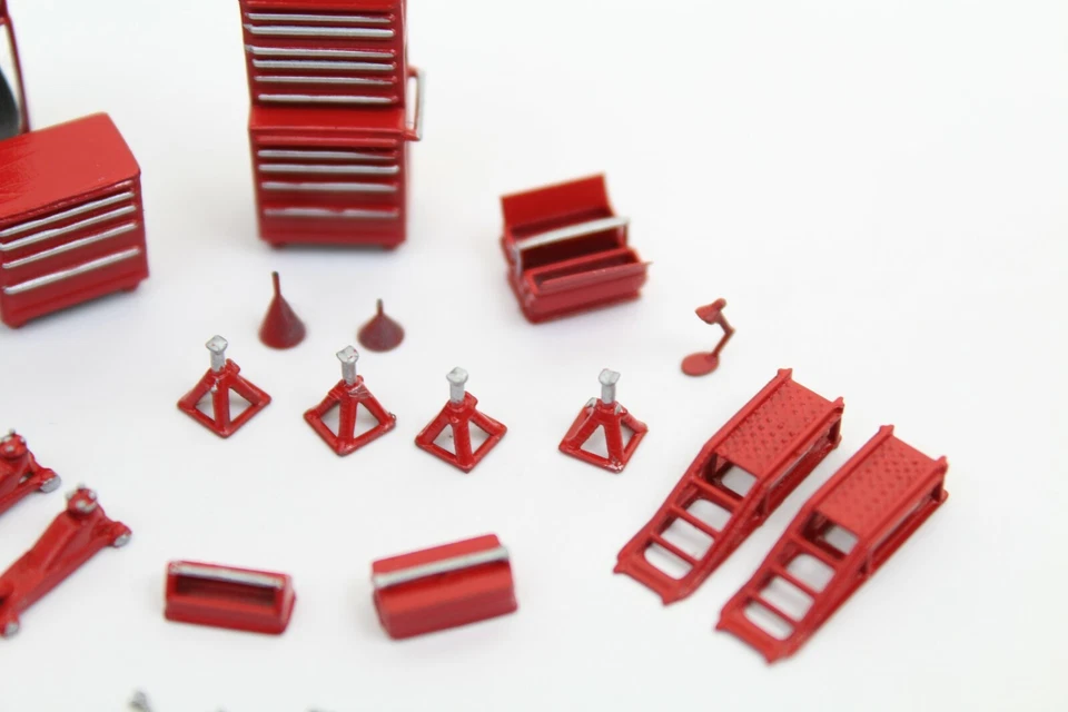 SCALEXTRIC PIT CAR GARAJE ACCESORIOS GATOS CAJAS HERRAMIENTAS ESCALA 1/32 - SIN PINTAR - Imagen 4 de 4