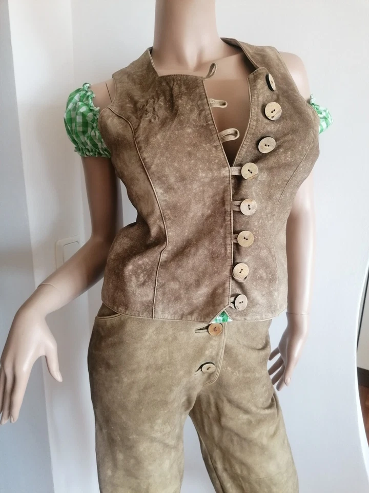 Lederhose Gr. 38 Alt Salzburg Trachten Damen Hose Wiesn Oktoberfest Dult Wildled - Bild 4 von 4