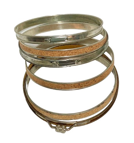 Lot/3 VTG Adjusto & Boye Embroidery Hoops 5" Round Metal Tension Cork Lined - Picture 2 of 7