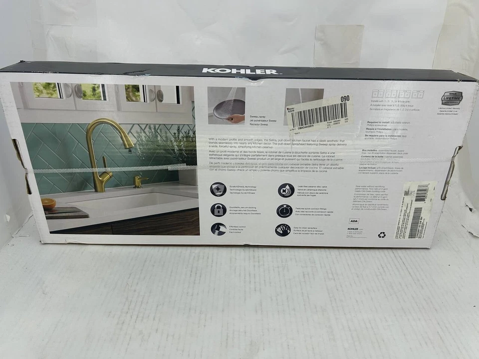 Grifo de cocina rociador extraíble de un solo mango Kohler Setra - dorado Foto 2 de 3