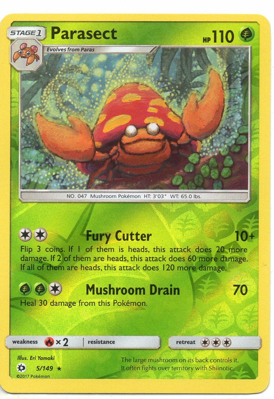 Pokemon Card PARASECT Rare Reverse Holo 5/149 SUN & MOON BASE SET NM/M