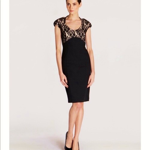 TED BAKER BRIONY BLACK CREAM LACE YOKE 