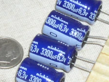 4 NEW NICHICON 3300UF/6.3V 3300 MFD 6.3 V RADIAL ELECTROLYTIC CAPACITOR 85*C USA