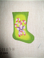 Melissa Shirley Handpainted Needlepoint Canvas Miniature Stocking w/ Candy Canes