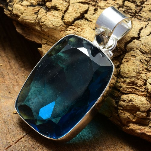 Blau Turmalin Edelstein 925 Sterling Silber Handgemacht Anhänger K-9 - Bild 2 von 5