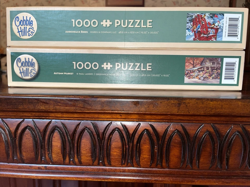 LOTE DE 2: COBBLE HILL 1000 piezas rompecabezas AUTUMN MARKET & ADIRONDACK BIRDS usados Foto 2 de 4