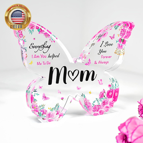 Mothers Day Gifts for Mom - Engraved Butterfly-Shaped Acrylic Plaque Decor 5 X 3