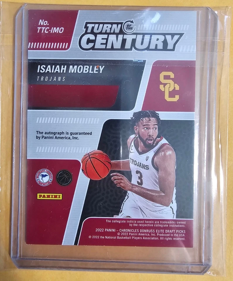 2022 Isaiah Mobley Panini Elite Gold Auto /10 - Cleveland Cavaliers RC - Image 2 of 3