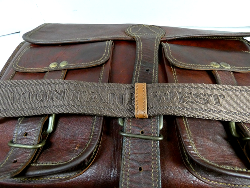 Vintage Leather Carry On Laptop Case Messenger Satchel Shoulder Briefcase 15x12 - Picture 9 of 11