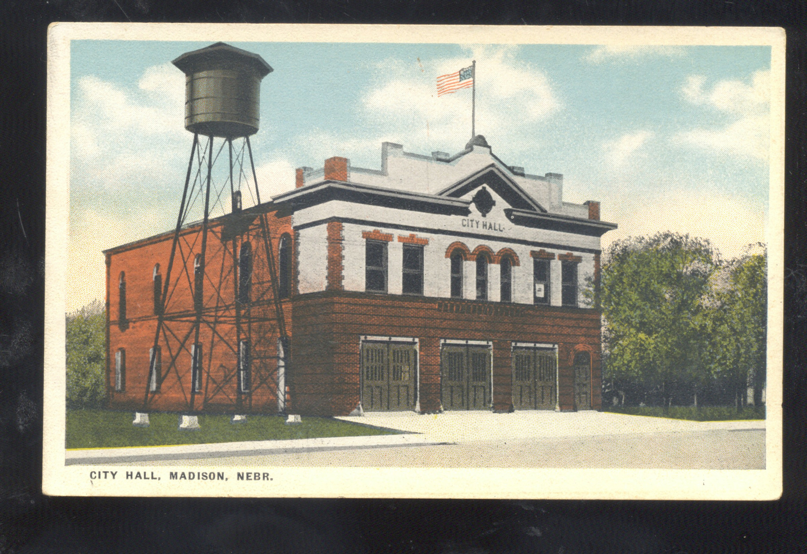 MADISON NEBRASKA CITY HALL FIRE STATION WATER TOWER VINTAGE POSTCARD eBay