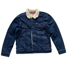 NWT Wrangler Men's Regular Fit Sherpa Lined Denim Jean Jacket Dark Rinse All Siz
