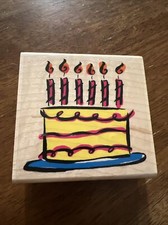HAPPY BIRTHDAY CAKE WITH CANDLES RUBBER STAMP  INKADINKADO
