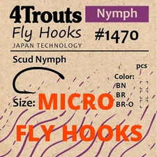 100 MICRO SCUD FLY HOOKS CURVED SMALL HOOKS Czech Nymph Size #20-22 4Trouts 1470