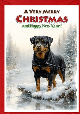 Rottweiler Hund Weihnachtskarte A6 (4'' x 6'') - innen leer - von Starprint