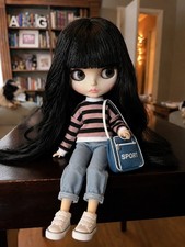 Custom Matte Face Neo Blythe Doll White Skin Long Black Hair Jointed Body 1/6 BJ