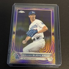 2022 Topps Chrome Sonic Walker Buehler Purple/Yellow Sonic Pulse Refractor #/299
