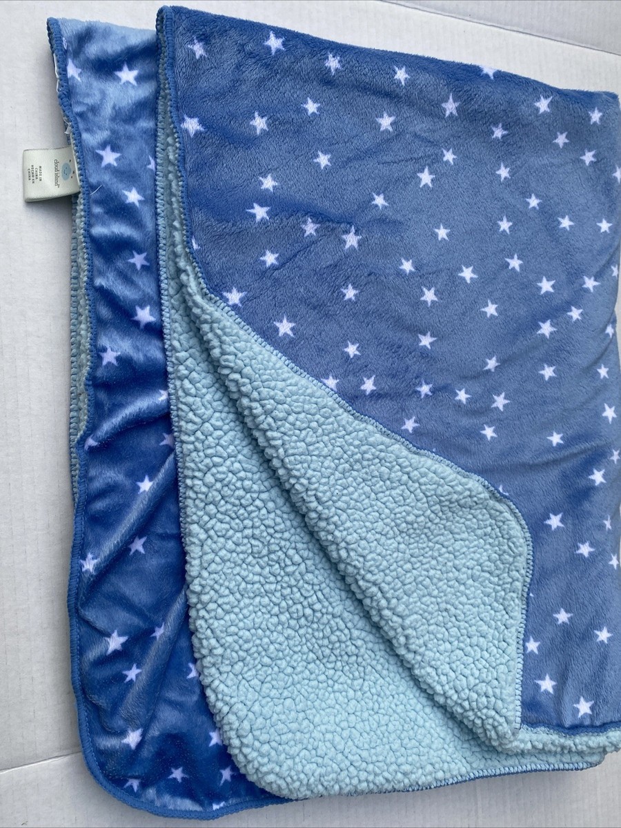 Cloud Island Target Baby Blanket Blue White Stars Plush Sherpa