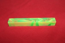 1 acrylic pen blank wood turning pen making lime green with orange swirl blanks