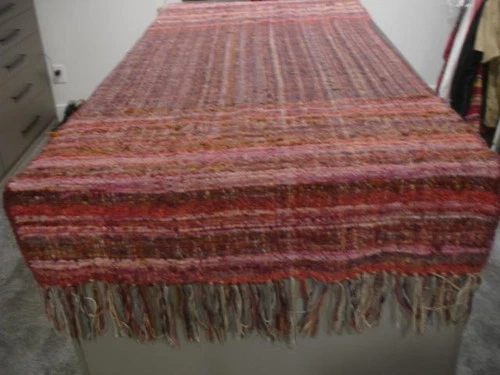 Nancy Paap Hand Woven Santa Fe Embroidered HUGE Fringed Scarf Wrap Hand Loomed