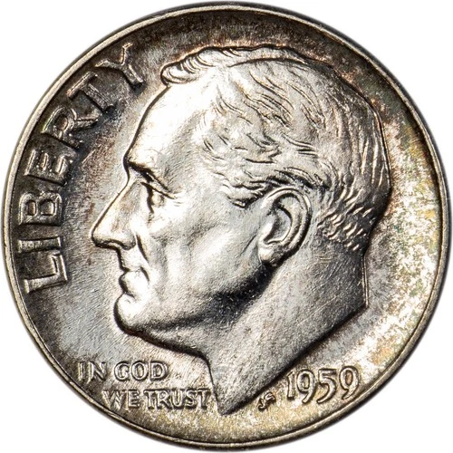 1959 Roosevelt Dime - FB/FT - Nice Toning - GEM BU!