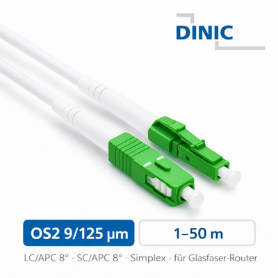 DINIC Glasfaserkabel LC/APC-SC/APC Simplex OS2 9/125 LWL Patchkabel