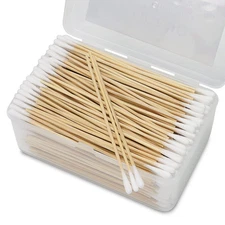 500PCS 6" Cotton Swabs in Storage Box - Long Cotton Swab with Wooden Sticks - Li