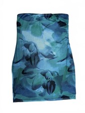 SHEIN Mesh Abstract Print Bodycon Mini Dress Blue Green Y2K Sleeveless Size L