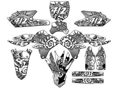 2014-2017 Für Cycra Powerflow YZ 450 F Zany Weiß Senge Grafiken Set Kompatibel