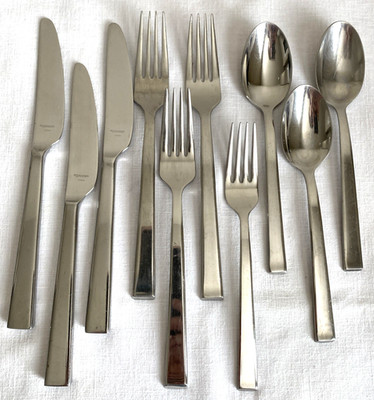 Dansk Meridian 18/10 Stainless Flatware Flat Tip Lot 10 pc Spoons Forks Knives