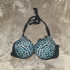 Women  s Shade  Shore Push Up Halter Bikini Top Size 38B Black / Mint RN64664