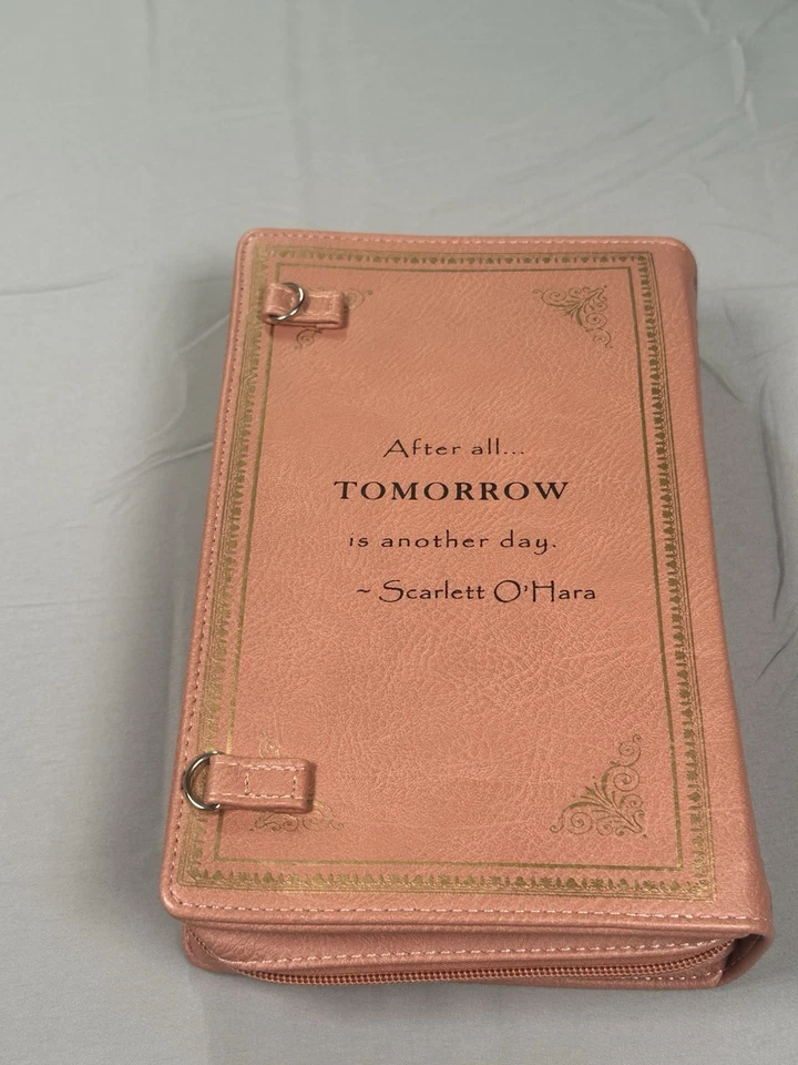 Bolso sin asas Libro Lo que el viento se llevó Bolso bandolera de vinilo rosa Novedad Muñequera Foto 4 de 4