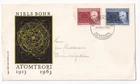 STAMP DENMARK "KOBENHAVN" "NIELS BOHR - ATOM TEORI" 1963 FDC ENVELOPE