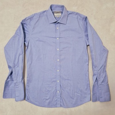Hawes & Curtis Shirt EU39 15.5/35 Blue Purple St James Slim Fit Luxury Cotton