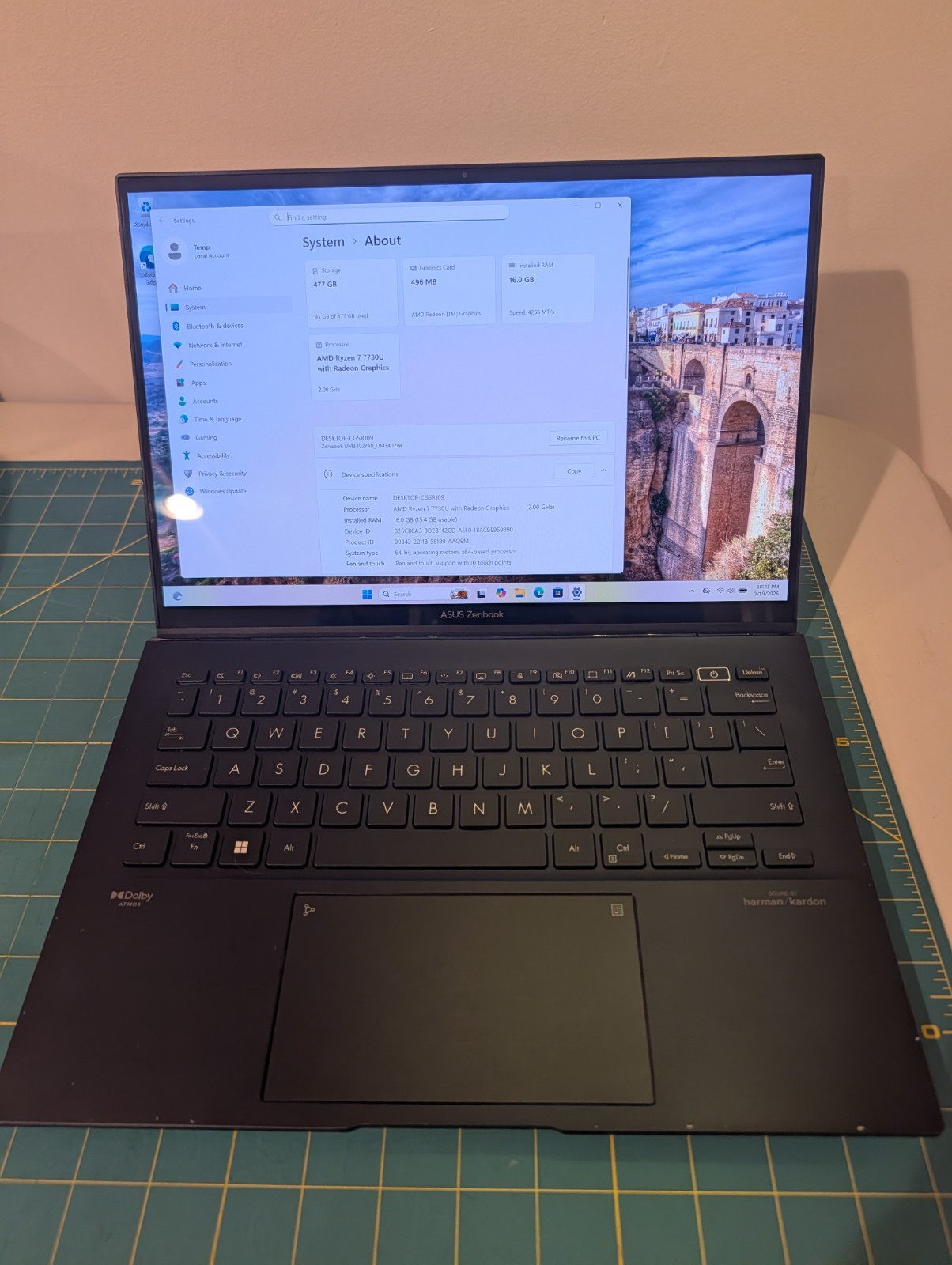 ASUS ZenBook 14 UM3402YAR / UM3402YA, 14-Inch Laptop, with AMD Ryzen 7 7730U 8-core, Windows 11 Home