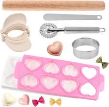 6 PCS Ravioli Maker Press, Heart Ravioli Maker Press, Stainless Steel Rolling Wh