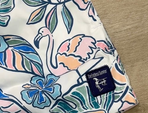 The Endless Summer Swim Shorts Sz 4 Boys White Tropical Print Pockets NWT - Picture 2 of 5