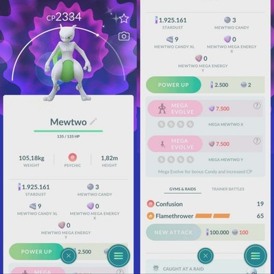 Pokemon Shiny Mewtwo - TRA'DE 1 mill Dust GO - Read Description