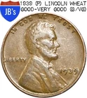 1939 (P) Lincoln Wheat Cent Penny 1c - Circulated Good/Very Good (G/VG)
