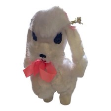 Rushton White Pink Ribbon Poodle Vintage 12 Stuffed Plush Retro 1960 s