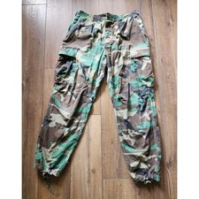 Vintage Army Military Draw String Distressed Worn Camo Cargo Pants Chinos