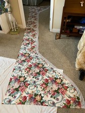 Vtg Floral WAVERLY Valance Sophie's Garden Glorious LONG 208" X 49" Sheen