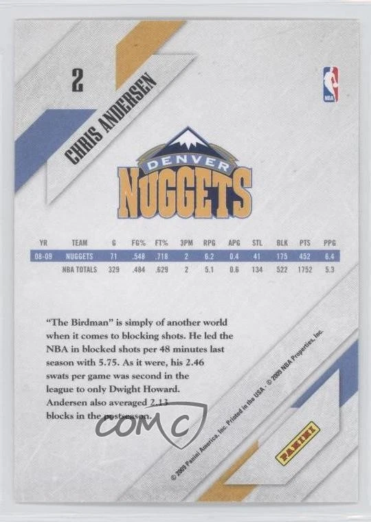 2009-10 Panini Block Party Glossy Chris Andersen #2 - Image 2 of 2