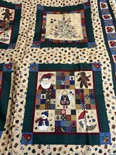 Cranston Homespun Holidays Cotton Christmas Quilt Panel Fabric 4 Panels Sewing