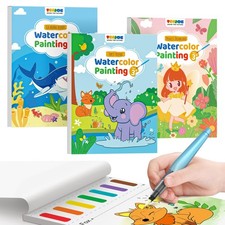 3 Pack Paint with Water Coloring Books for Toddlers, Mess Free Watercolor Pai...