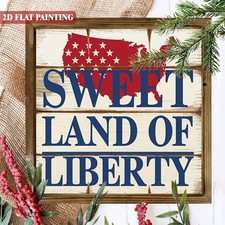 4th Of July USA Patriotic Wooden Plaque Sweet Land Of Liberty Home Decor Gift