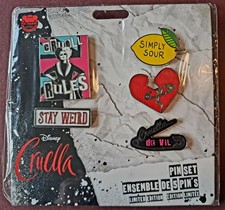 Seltene offizielle Walt Disney Cruella De Vil Pin Anstecker Set. Set 5 Pins