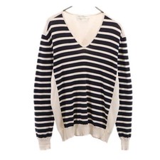 Used Salvatore Ferragamo made in Italy Border Pattern Long sleeve cotton kni...