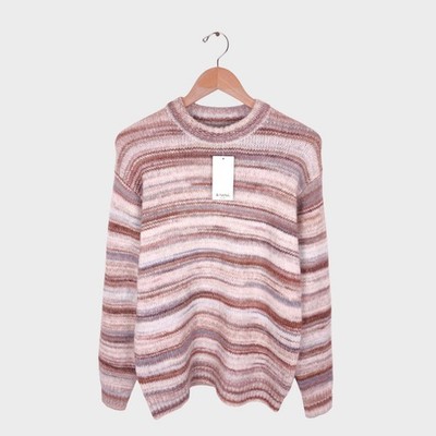BEAMS B:Ming Herren Pullover Pastell Gestreift Wollmischung - M - Brandneu