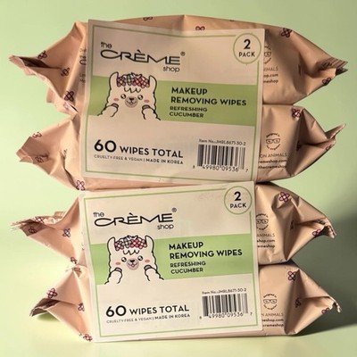 The Creme Shop Cucumber Makeup Removing Wipes 4 Pack X 30 Ct (120 Total Wipes)